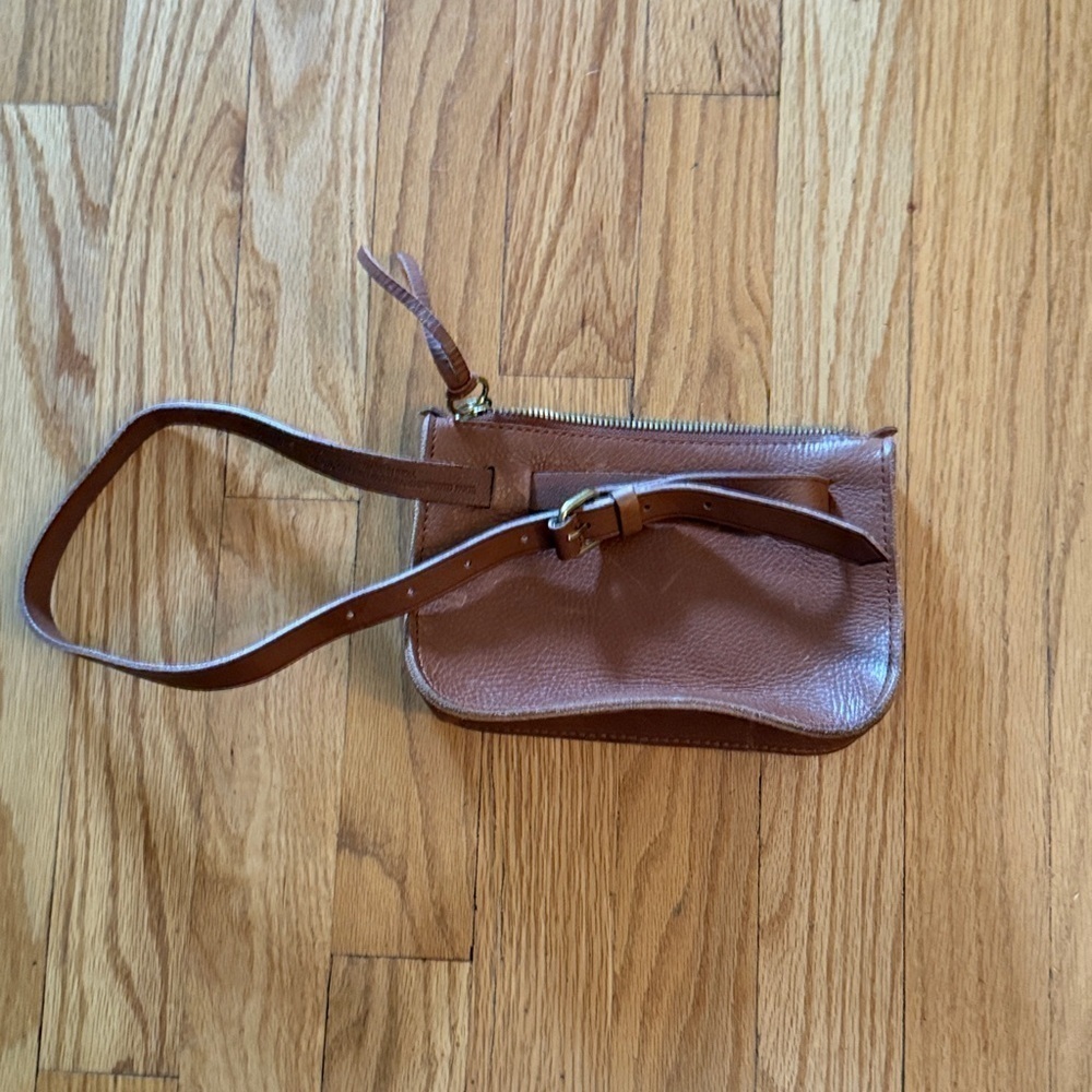 Madewell Simple Pouch Belt Bag English Saddle Brown Leather Waist Great Cond View 3
